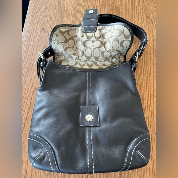 NWT Authentic Black Leather Coach Shoulder Bag with Silver Hardware - Brand New - Picture 13 of 15